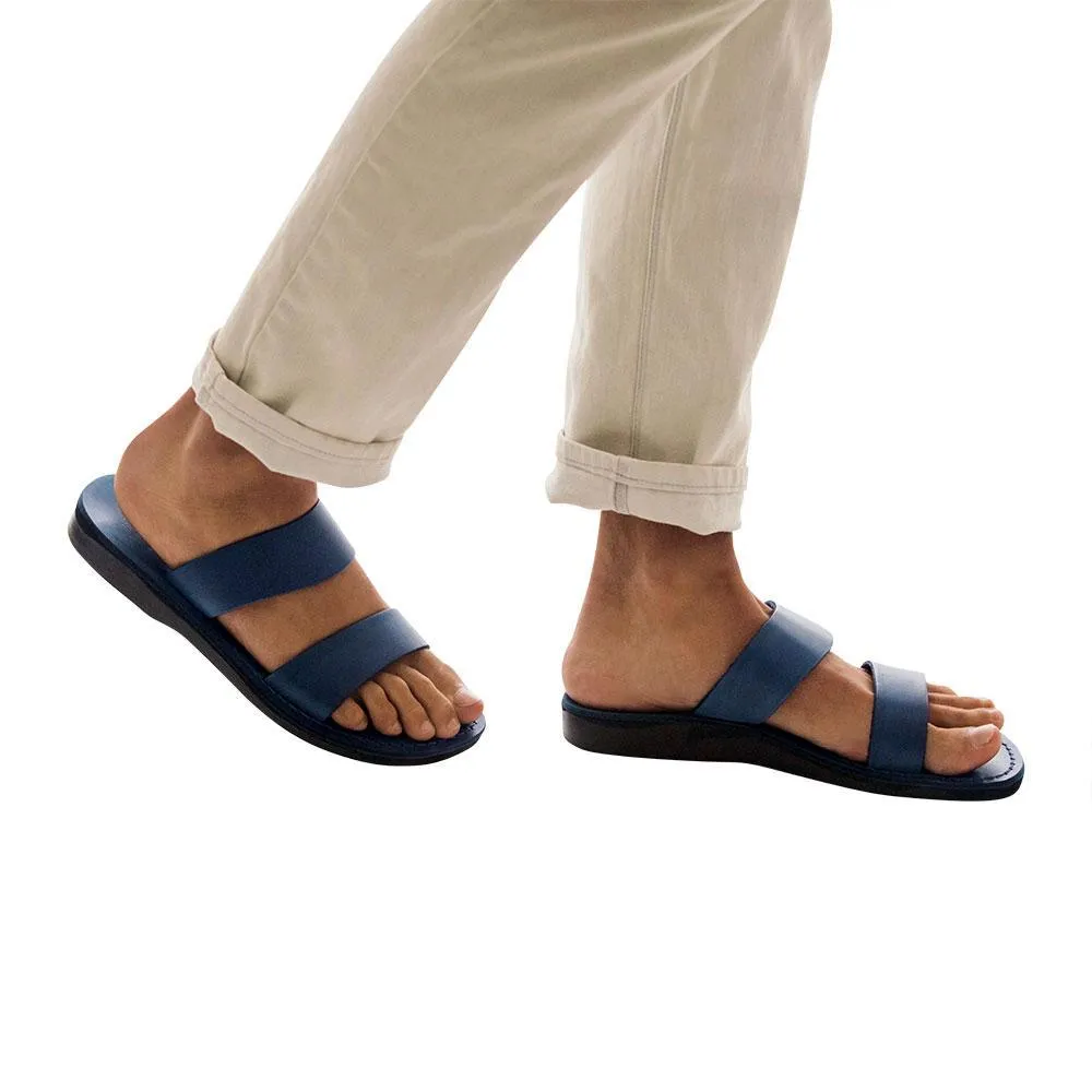 Aviv - Leather Double Strap Sandal | Blue