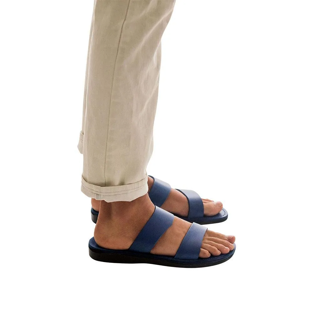 Aviv - Leather Double Strap Sandal | Blue