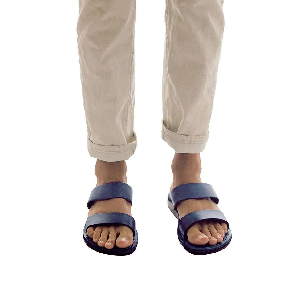 Aviv - Leather Double Strap Sandal | Blue