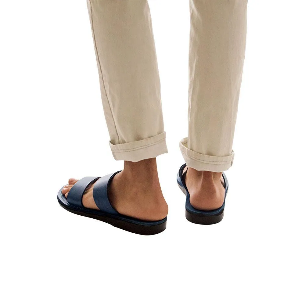 Aviv - Leather Double Strap Sandal | Blue