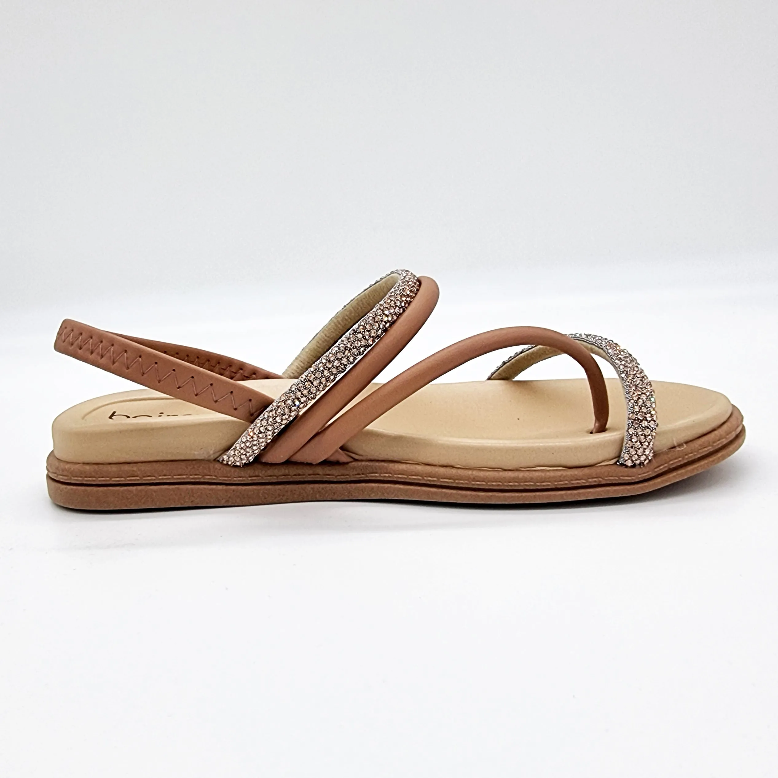 Beira Rio 8513-100 Round Toe Flat Sandal in Nude