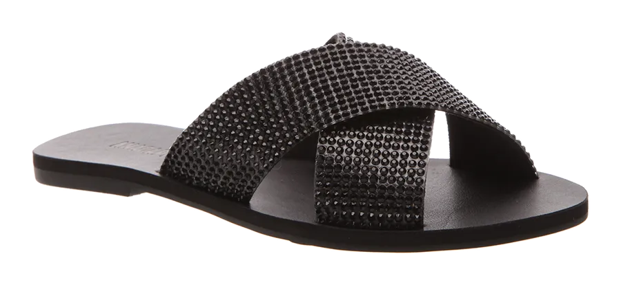 Black Rhinestone Slip On