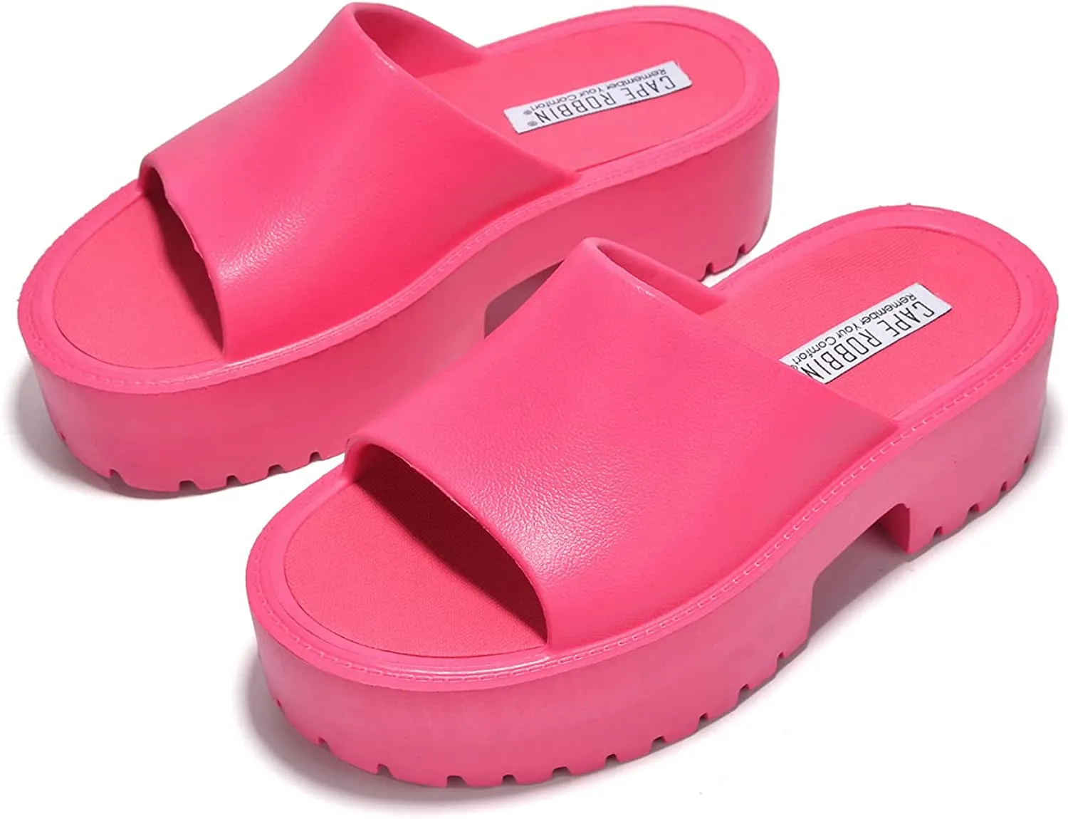 Cape Robbin Oriya Chunky Block Heel Slip On Rounded Open Toe Slides Sandals