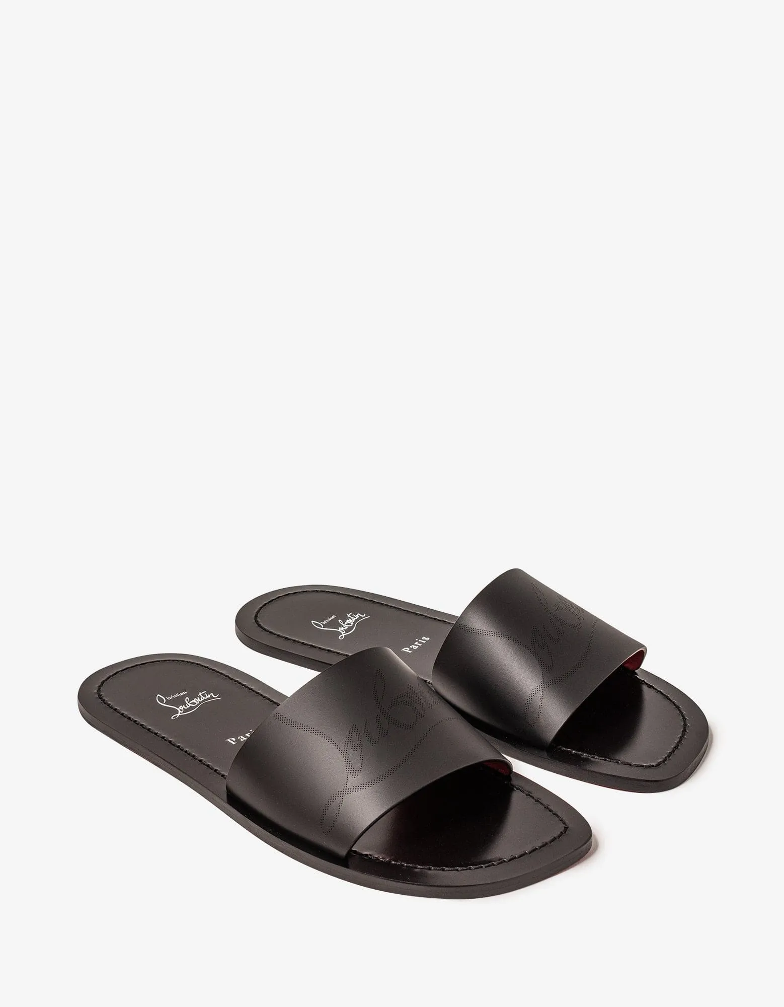Christian Louboutin Coolraoul Black Leather Slide Sandals -
