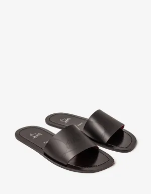 Christian Louboutin Coolraoul Black Leather Slide Sandals -