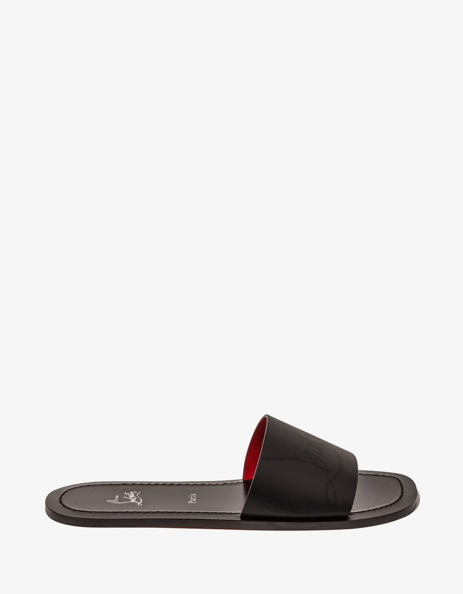 Christian Louboutin Coolraoul Black Leather Slide Sandals -