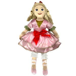 Clara Plush Doll in Soft Pink Satin Dress and Red Bow 14 inch