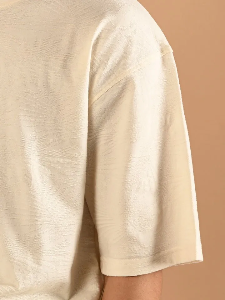 Drop-shoulder Jacquard T-shirt - Paradise