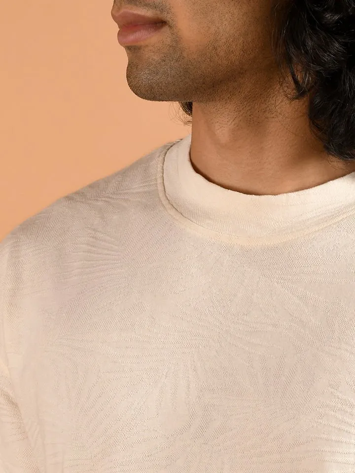 Drop-shoulder Jacquard T-shirt - Paradise