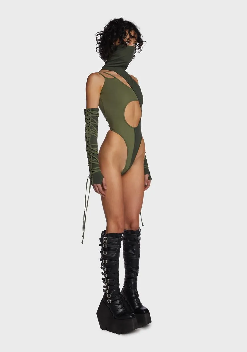 Echo Two-Tone Bodysuit And Gloves Set