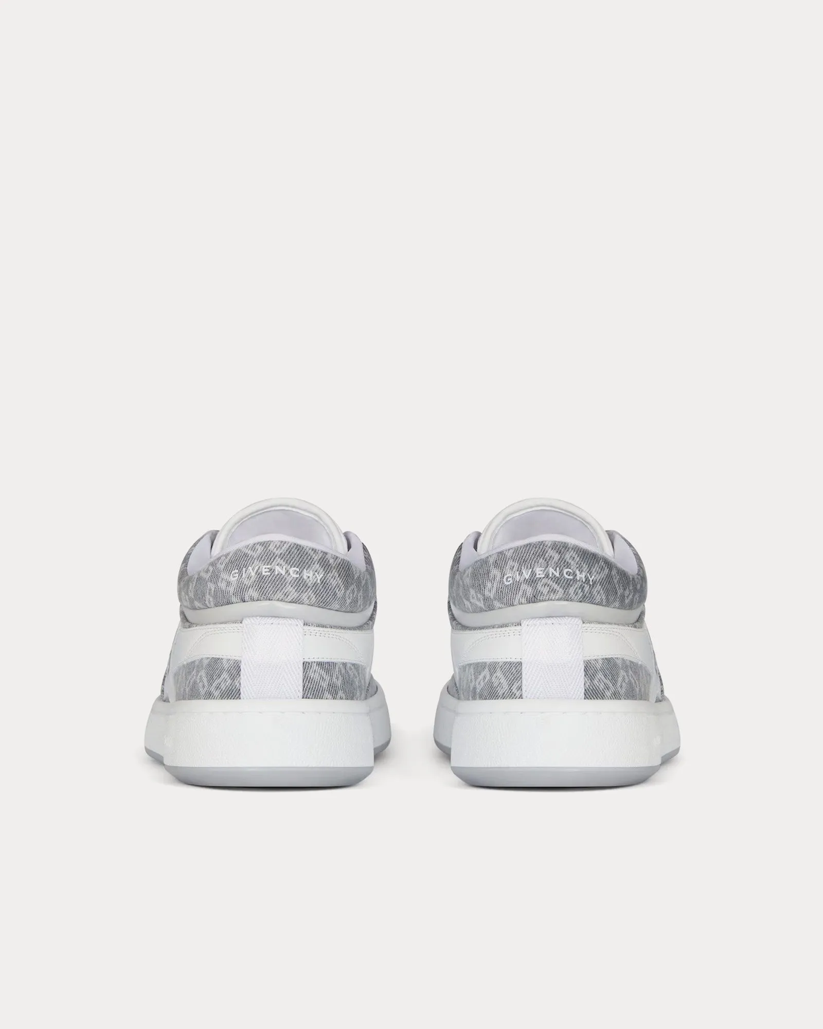 G Move Mixed Leathers & Denim Monogram 72 Grey / White Low Top Sneakers