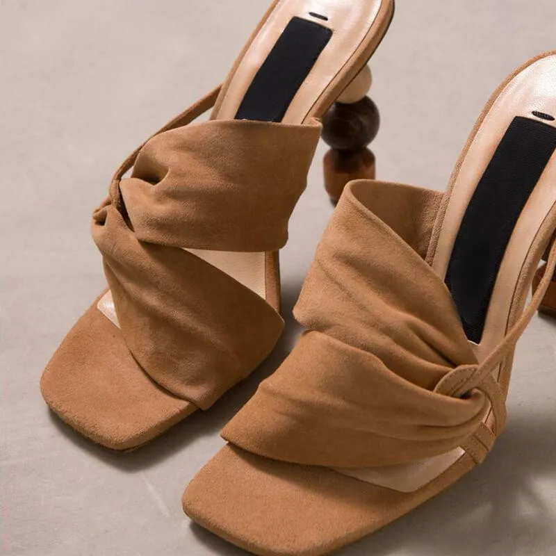 Gladiators Wide Leather High Heel Sandals