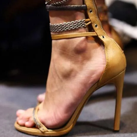 High Heel Sparkle Chain Cutout Sandals