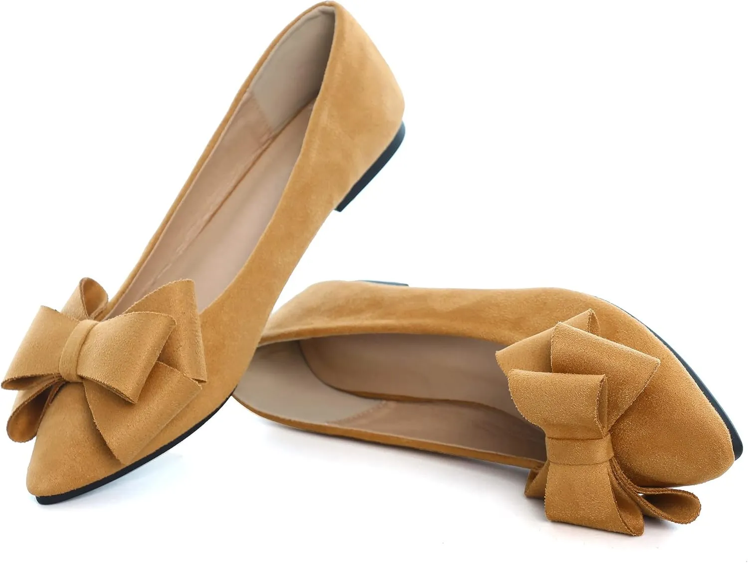 JiangWei Shu Women's Ballet Flats Solid Slip On Walking Shoes