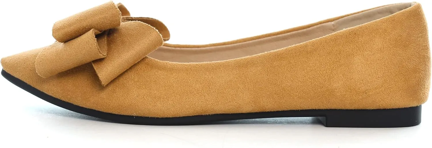 JiangWei Shu Women's Ballet Flats Solid Slip On Walking Shoes
