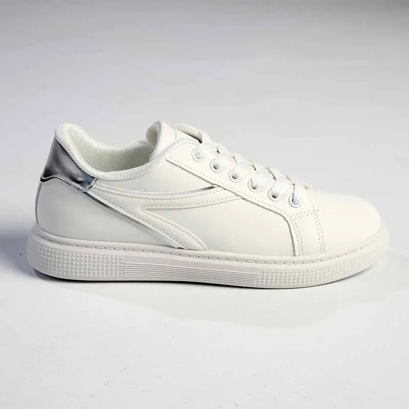 Madison Lace-Up Fashion Sneaker - White/Silver