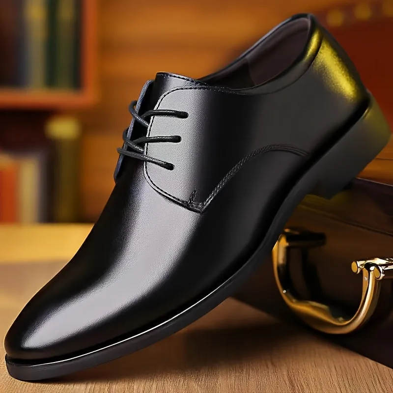 Men's Round Toe Lace-Up Dress Shoes, Non-Slip Formal Shoes For Wedding Party Business