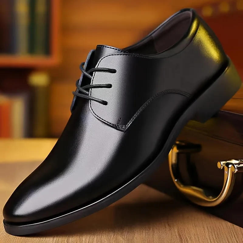 Men's Round Toe Lace-Up Dress Shoes, Non-Slip Formal Shoes For Wedding Party Business