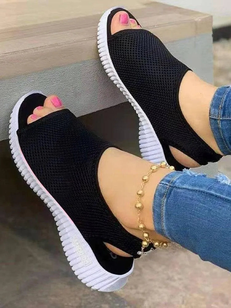 New Style Thick Bottom Mesh Fish Mouth Sports Sandals - Breathable and Lightweight