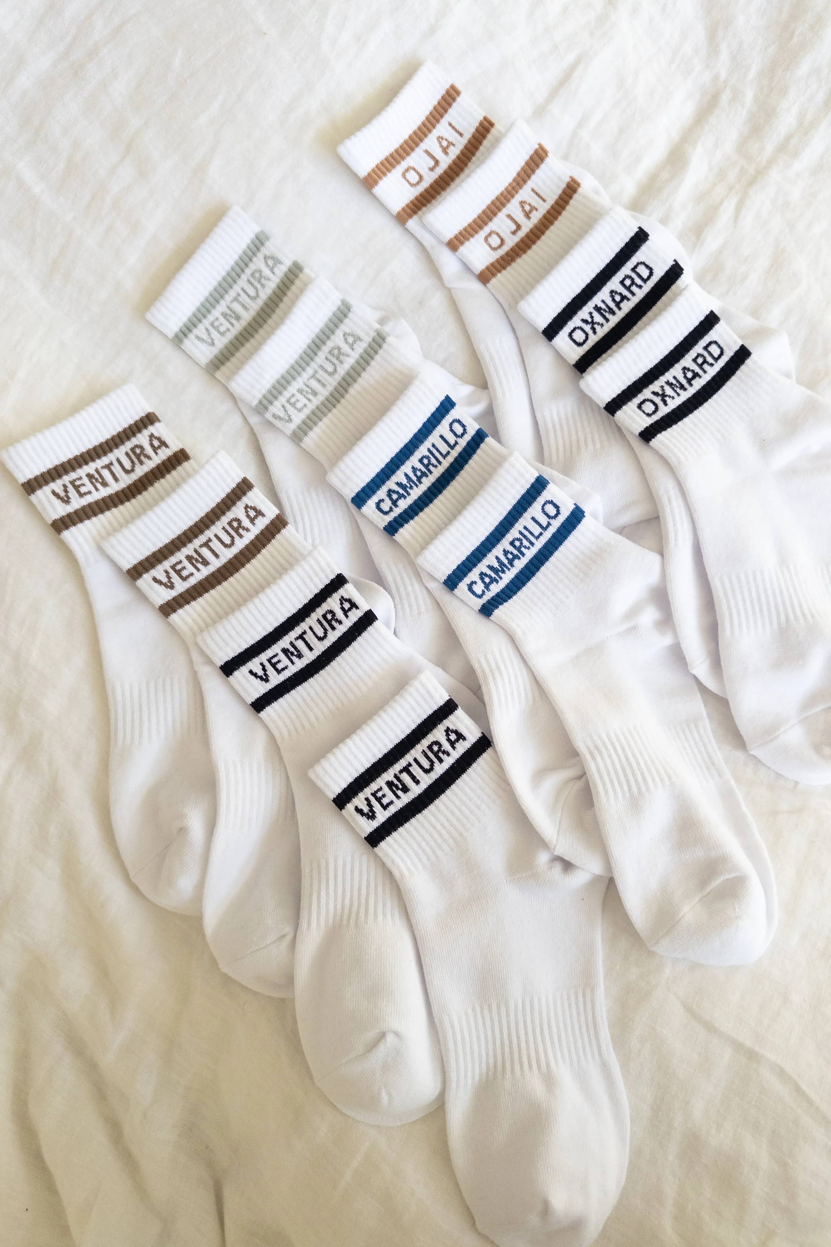 Oxnard Ankle Crew Socks (White/Black)