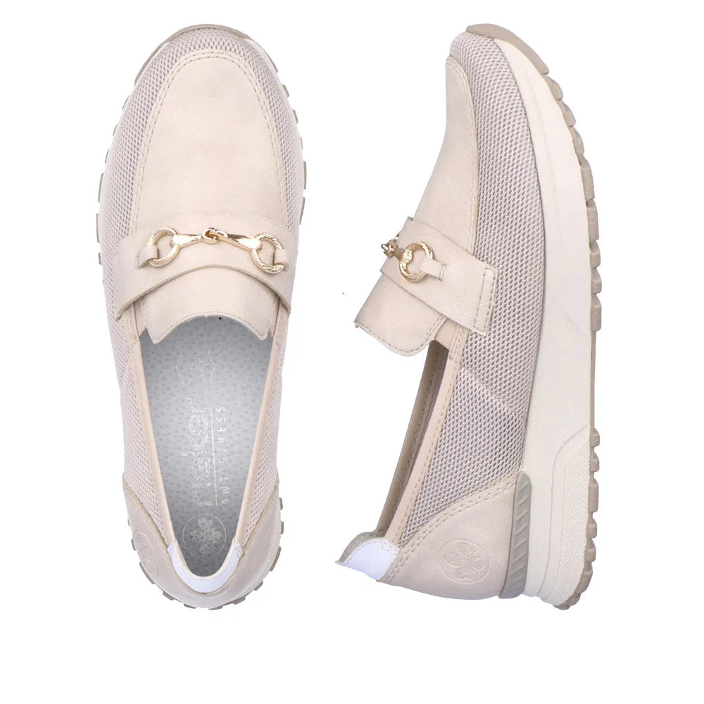 Rieker Wide Fit Mini-Wedge Loafer|N745560WHT