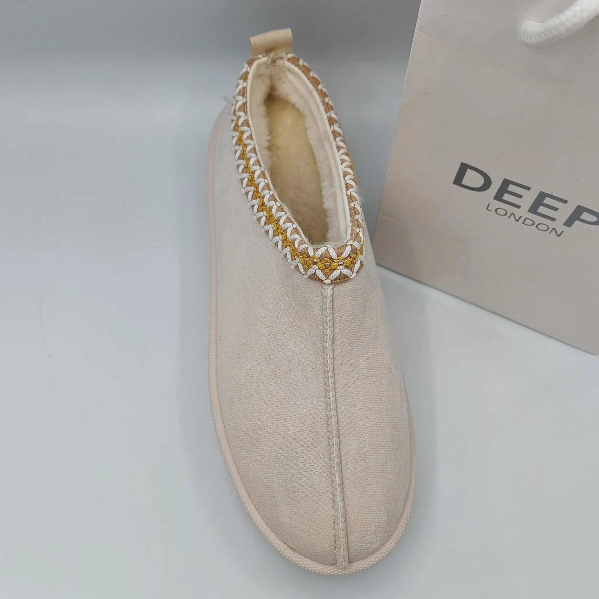 SAMBUCA FAUX FUR LINING KNIT CHESTNUT SLIPPERS