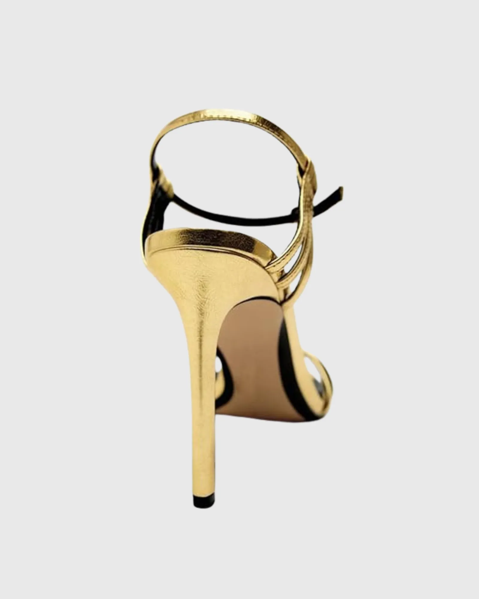 Selini Cross Metallic Strap Sandals In Gold