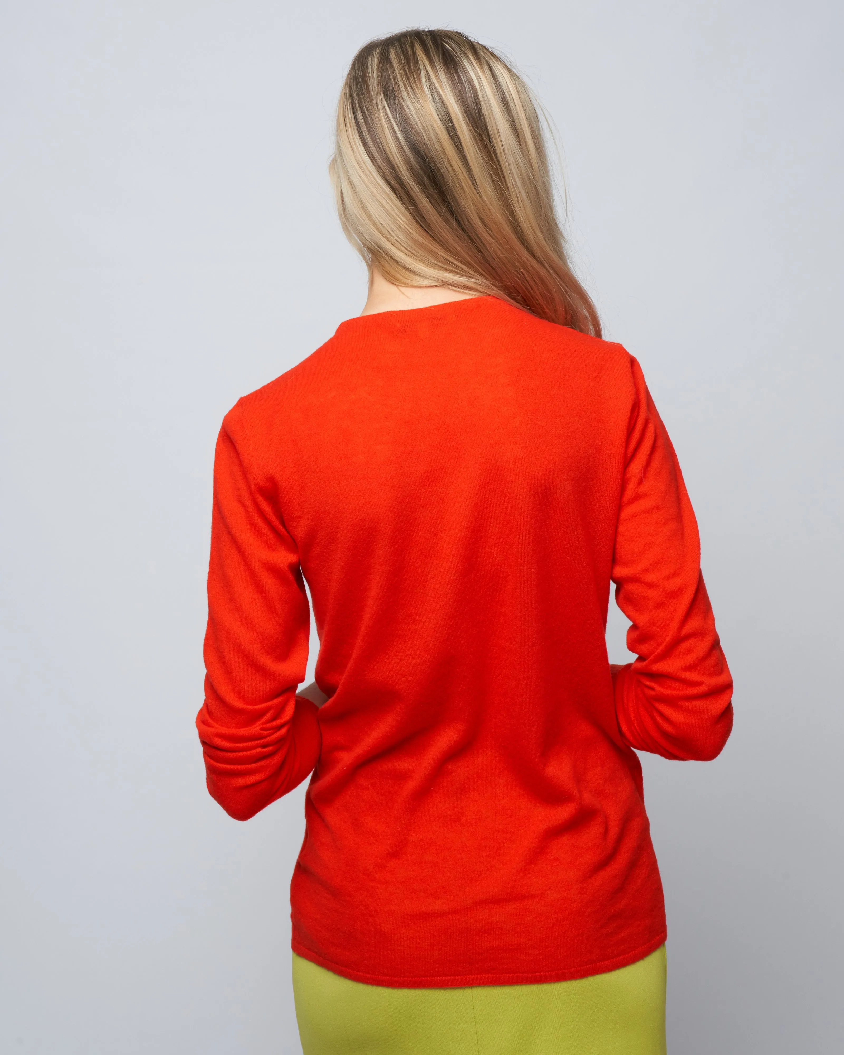 skinlike mercerized wool soft sheer pullover - red