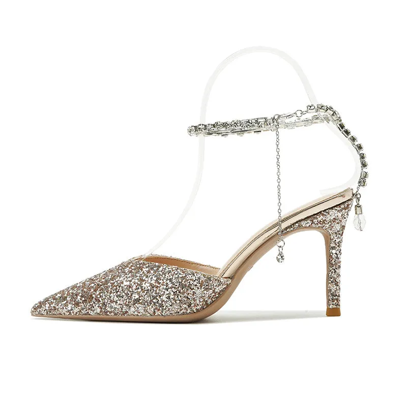 Sparkling Elegance Stylish High Heel Wedding Shoes