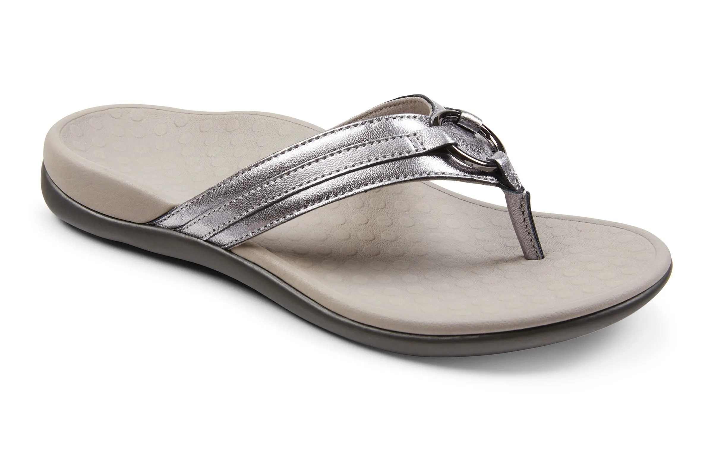 Tide Aloe Leather Flip Flop in Pewter