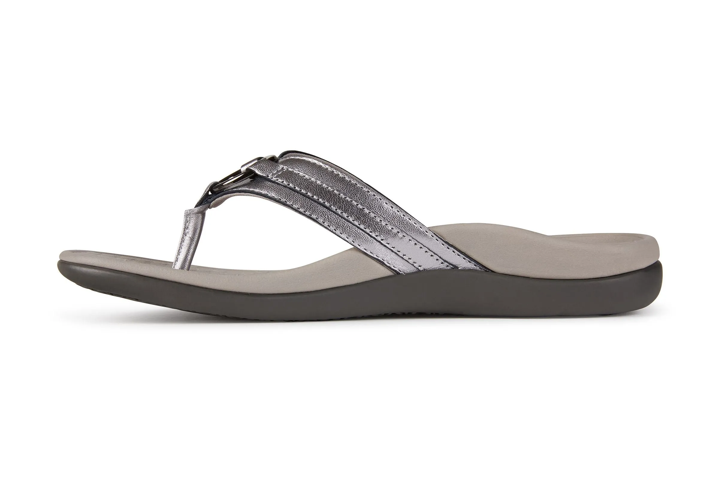Tide Aloe Leather Flip Flop in Pewter