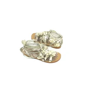 Tory Burch Gold Floral Strappy Flats | Like New |