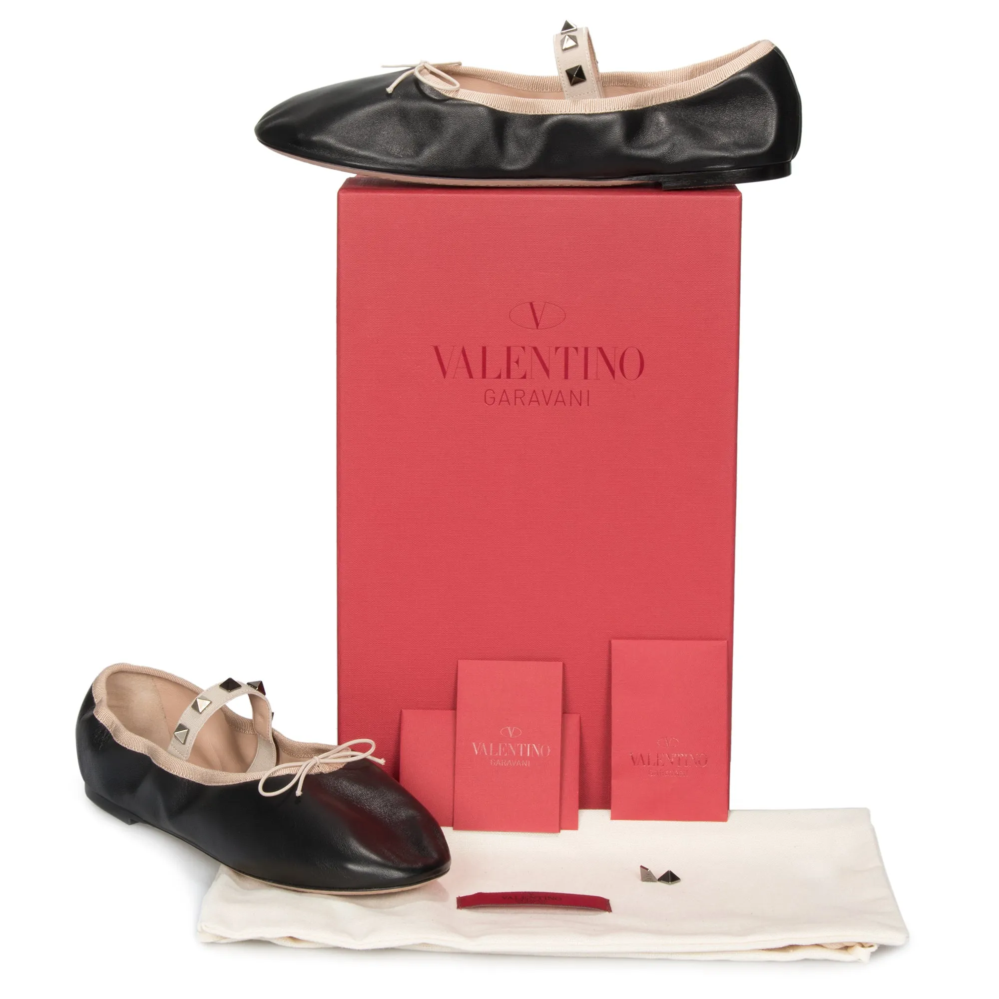Valentino Rockstud Ballerina Flats in Black