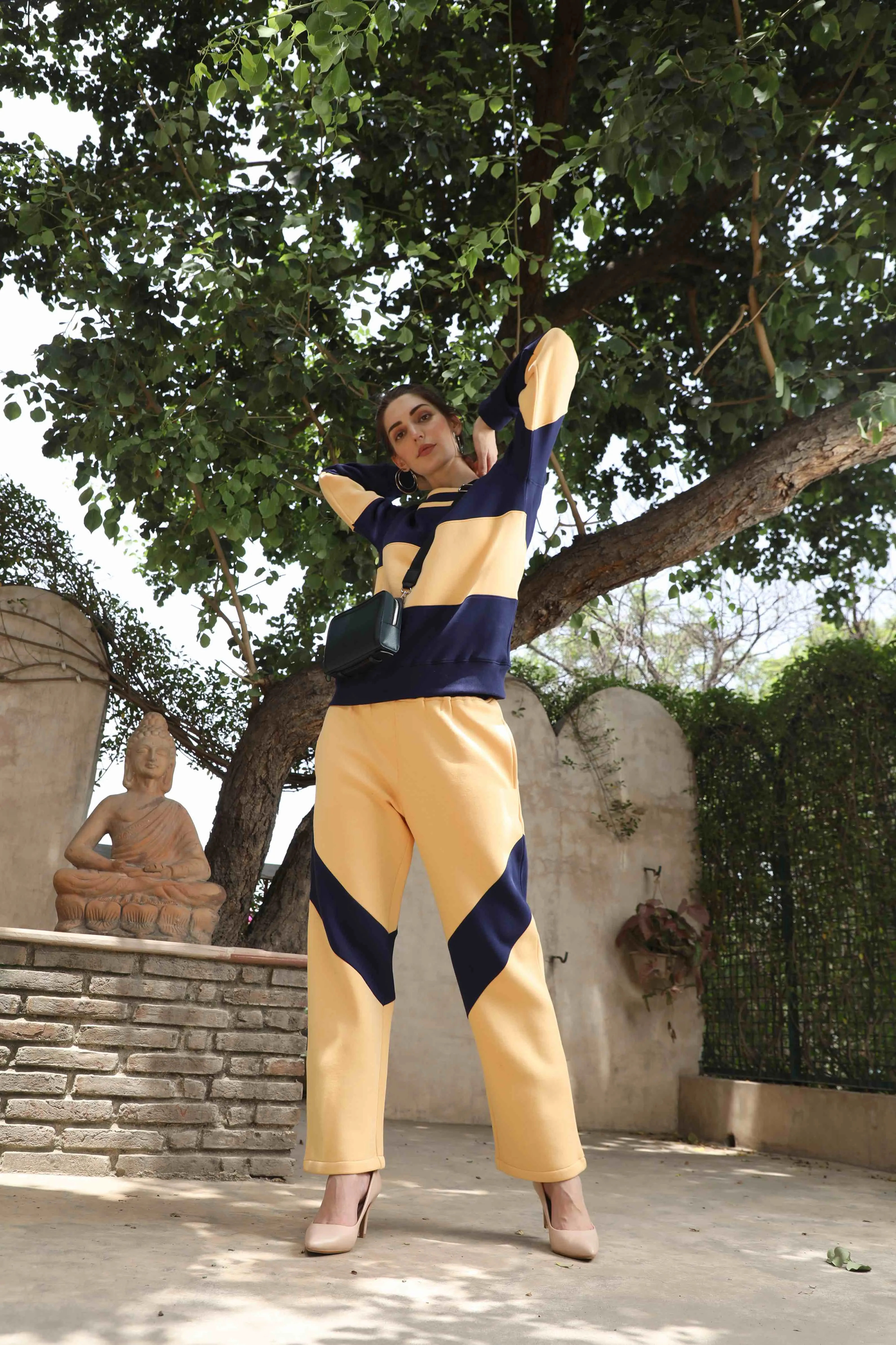 Vibrant and Cozy: Mango & Navy Co-ord Set