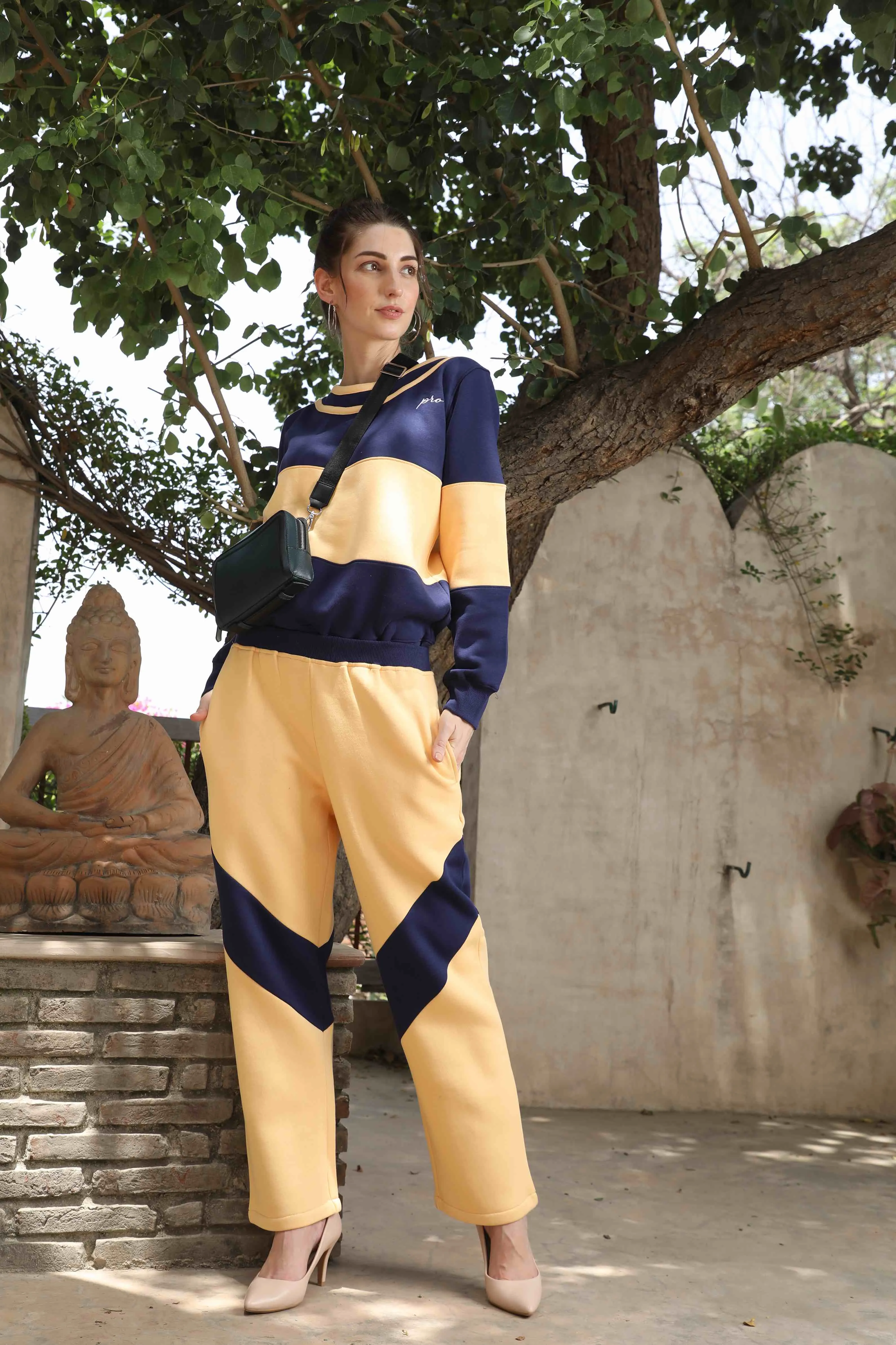 Vibrant and Cozy: Mango & Navy Co-ord Set