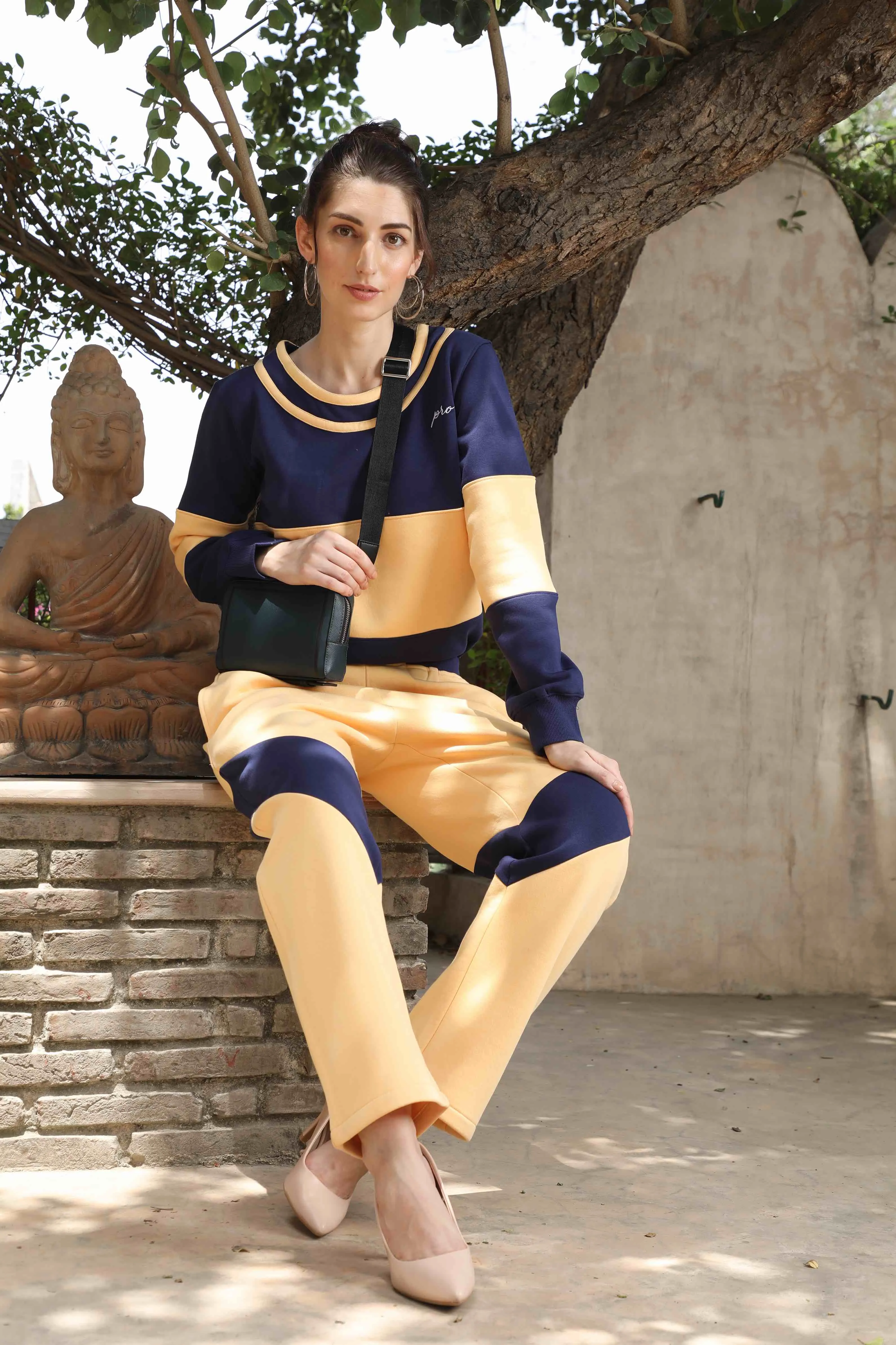 Vibrant and Cozy: Mango & Navy Co-ord Set