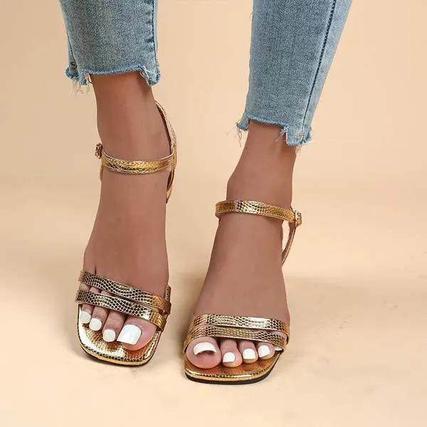 Women's Chunky Heel Sandals with Ankle Strap and Stylish Buckle 51302550C