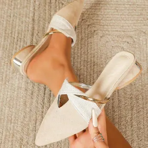 Women's Stylish Pointed Toe Casual Half Slippers 93863955S