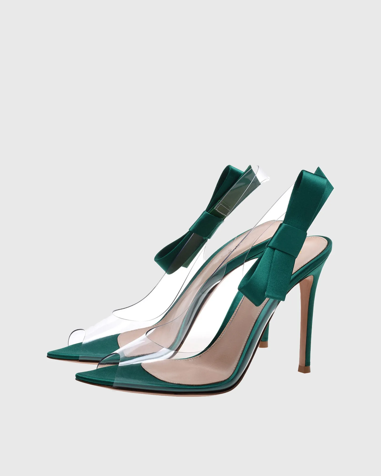 Yahaira Bow Slingback PVC Sandals In Green