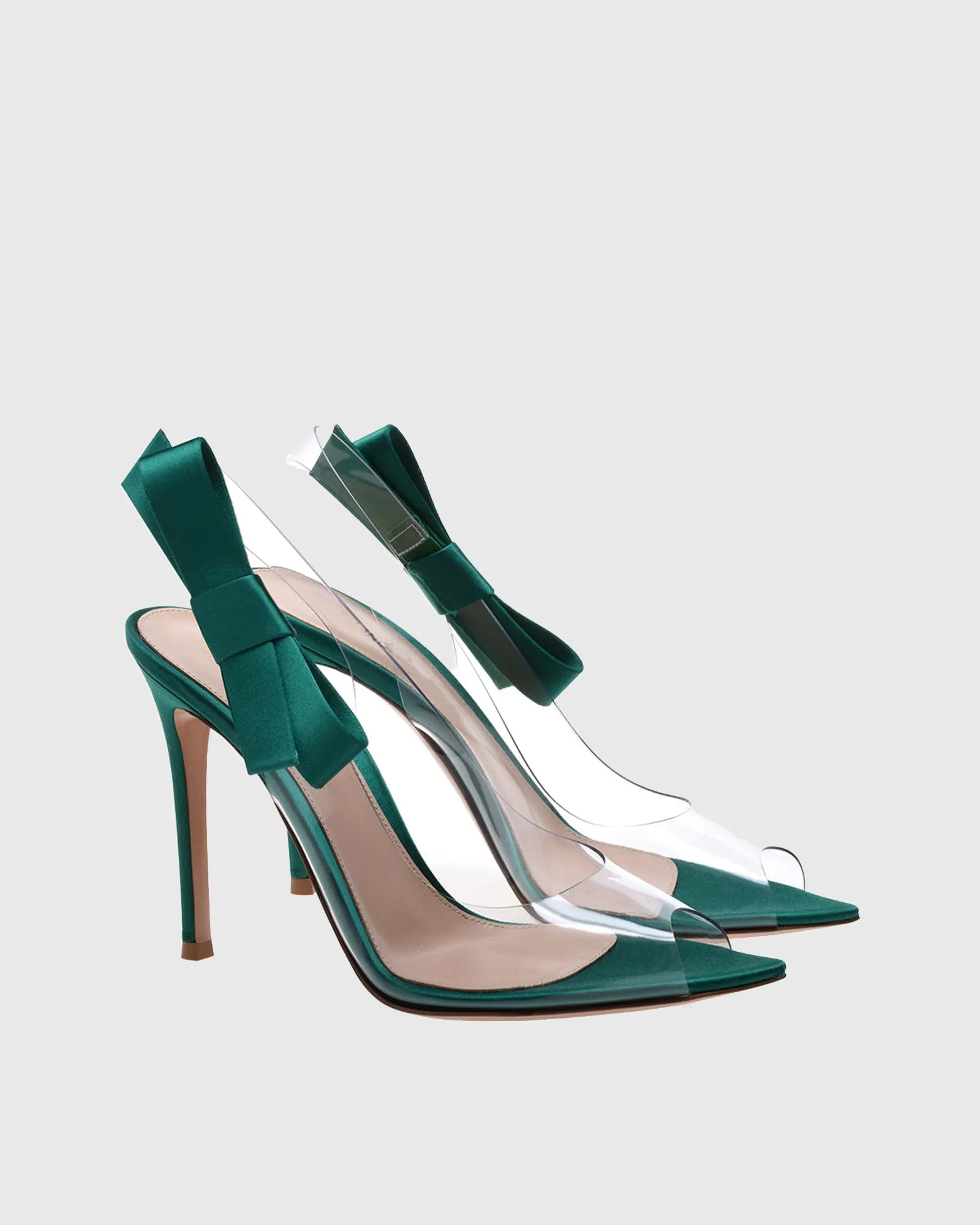Yahaira Bow Slingback PVC Sandals In Green
